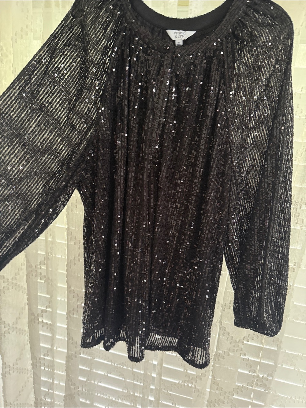 crown & ivy Black Sequin Blouse